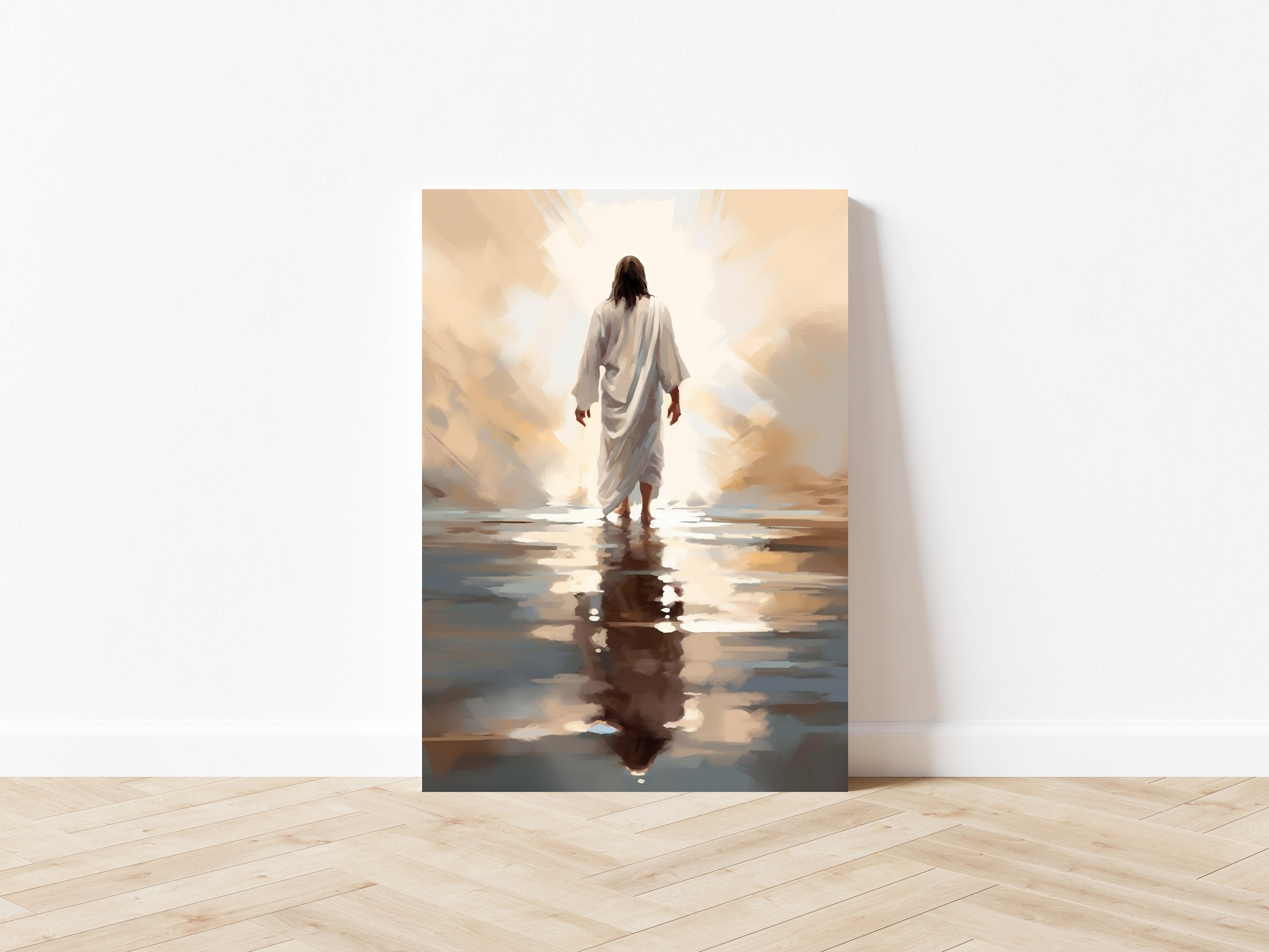 Jesus Walking on Water Poster Painting Print Bible Verse Wall Art Gift ...