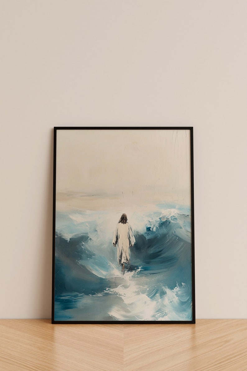 Jesus Walking on Water Poster Holy Print Bible Story Art Wall Art Gift ...