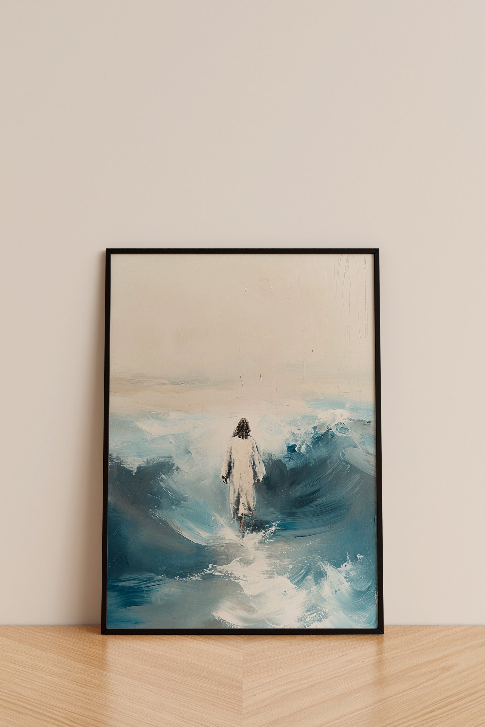 Jesus Walking on Water Poster Holy Print Bible Story Art Wall Art Gift ...
