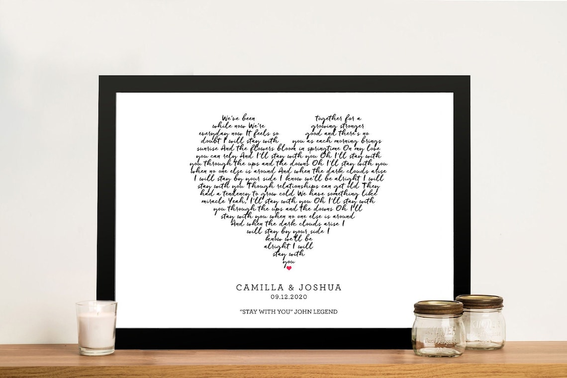 Custom Heart Shape Quote Print Sign Framed Canvas Wall Art Etsy