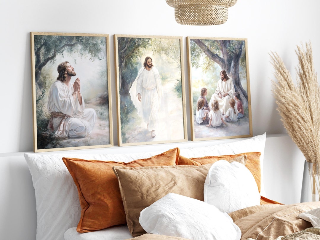 Christian Wall Art Set of 3 Prints Modern Christian Bible Art Jesus ...