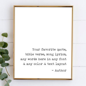 Custom Quote Print Framed Canvas Unframed Personalised Sign Custom Poem Print Wall Art Typewriter Typography Custom Text Valentines Day Gift