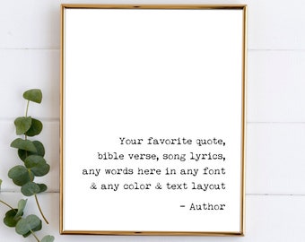 Custom Quote Print Framed Canvas Unframed Personalised Sign Custom Poem Print Wall Art Typewriter Typography Custom Text Valentines Day Gift