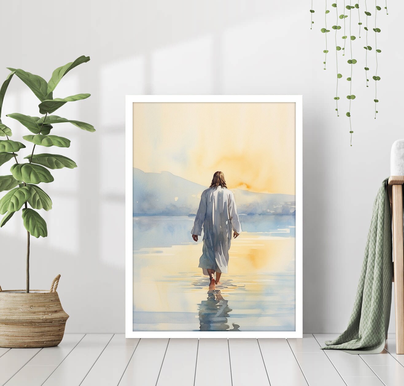 Jesus Walking on Water Poster Religious Wall Art Holy Painting Print ...