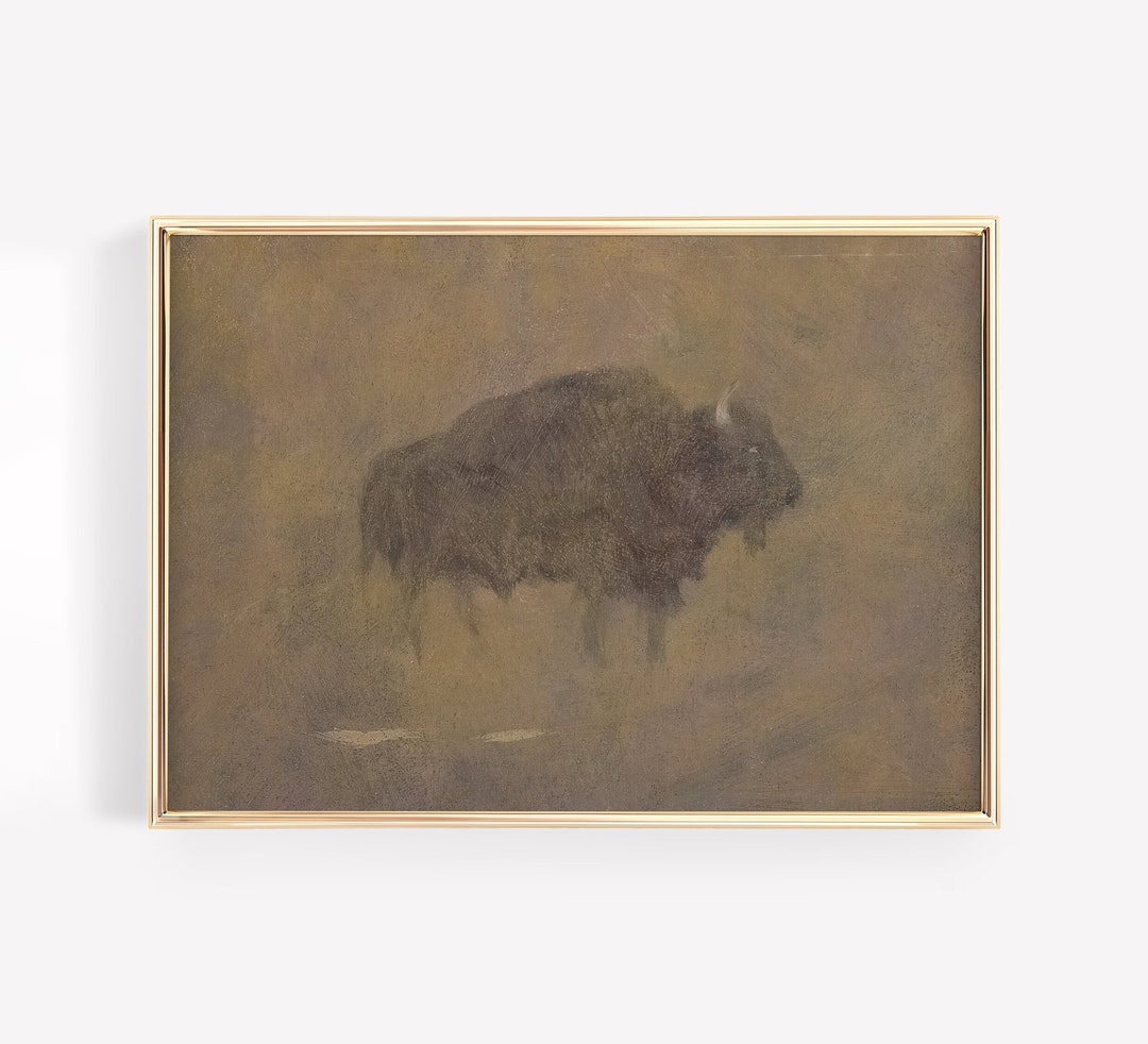 Vintage Bison Painting Antique Buffalo Animal Retro Print Canvas Poster ...