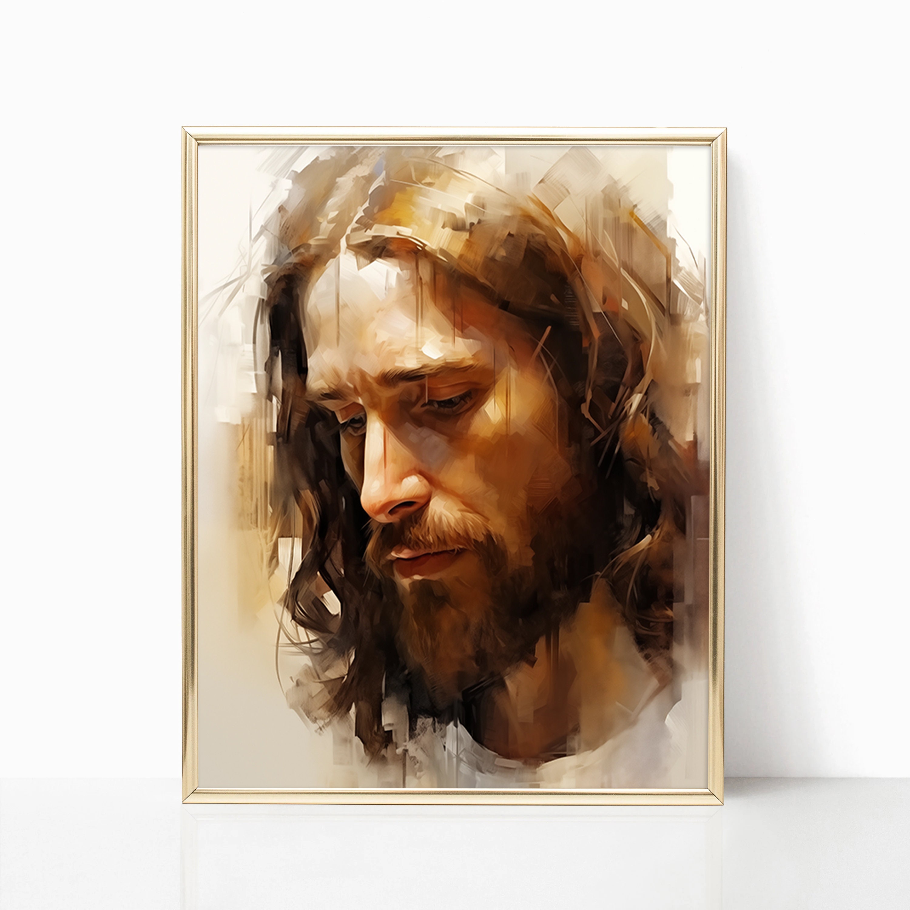 Jesus Christ Portrait Holy Painting Poster God Peace Print Wall Art ...