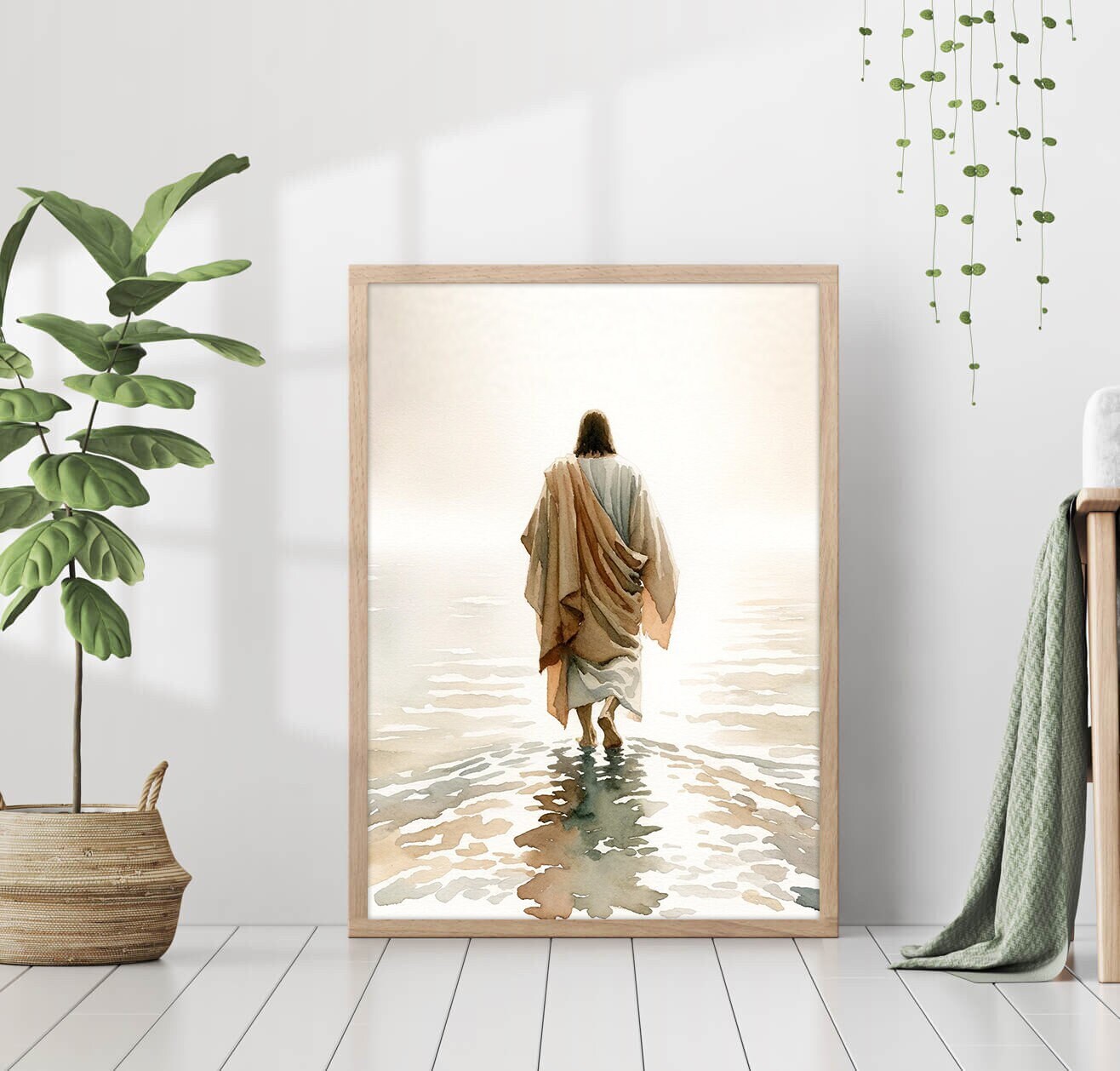 Jesus Walking on Water Poster Religious Wall Art Holy Painting Print ...