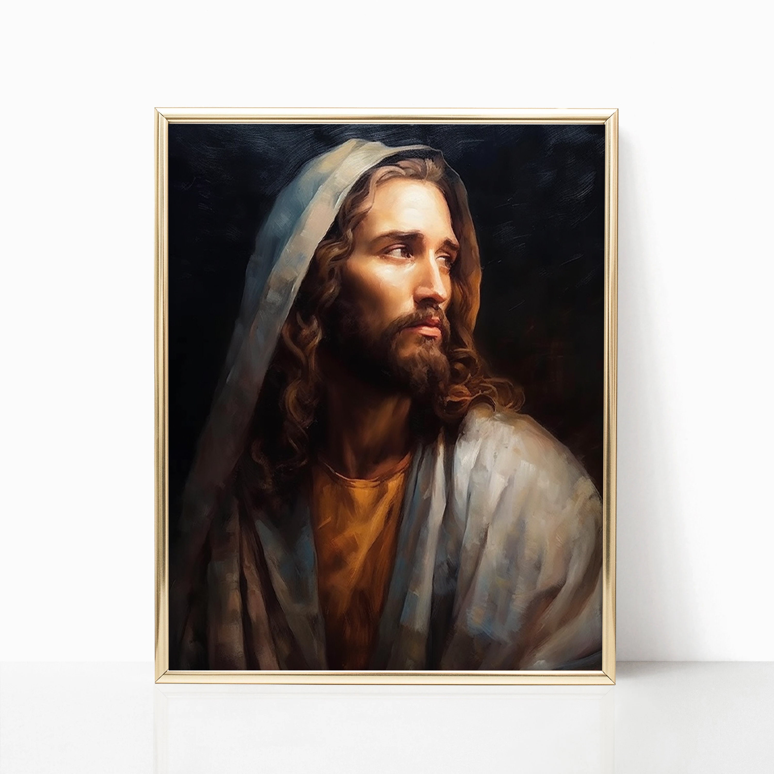 Jesus Christ Portrait Holy Painting Poster God Peace Print Wall Art ...