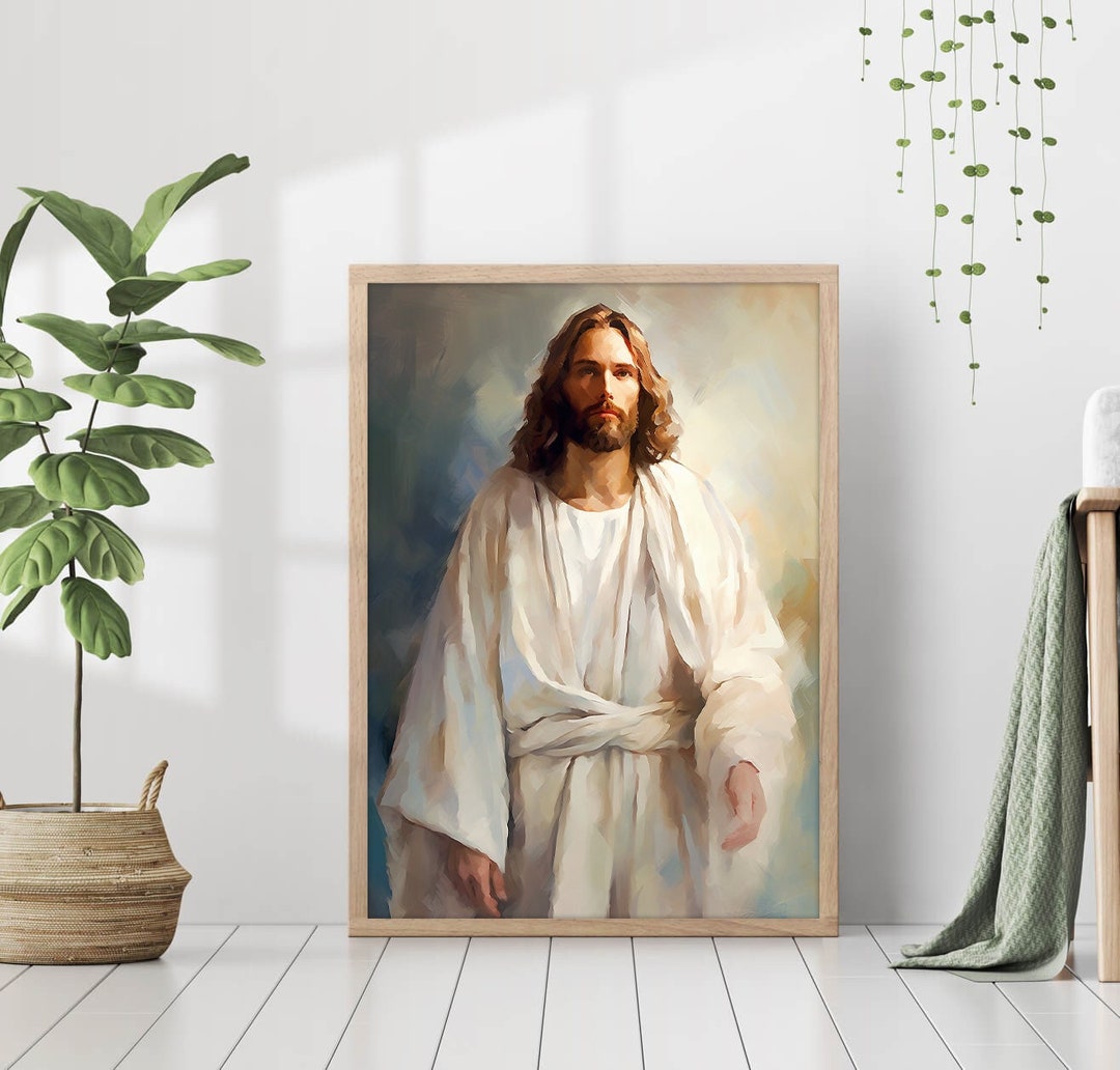 Jesus Christ Portrait Painting Poster God Peace Print Wall Art Gift ...