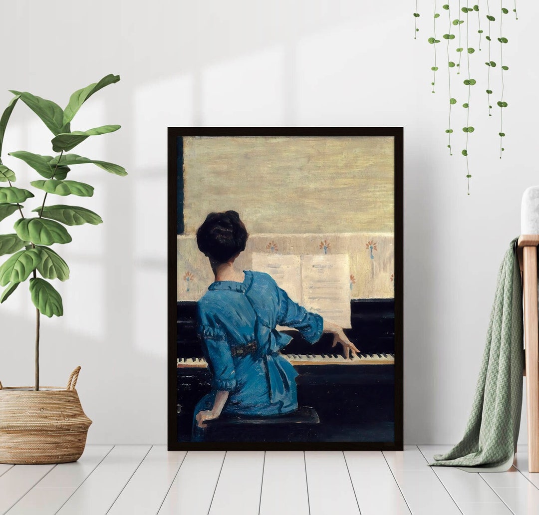 Victorian Woman Portrait Playing Piano Vintage Canvas Print Poster ...