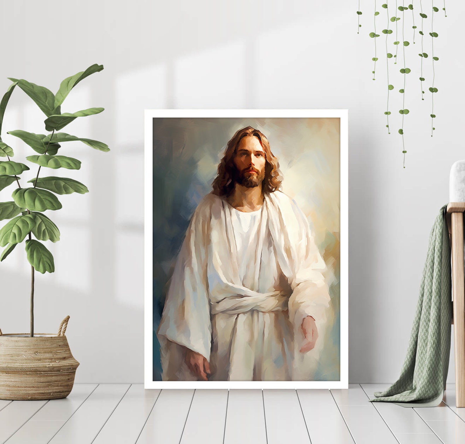 Jesus Christ Portrait Painting Poster God Peace Print Wall Art Gift ...