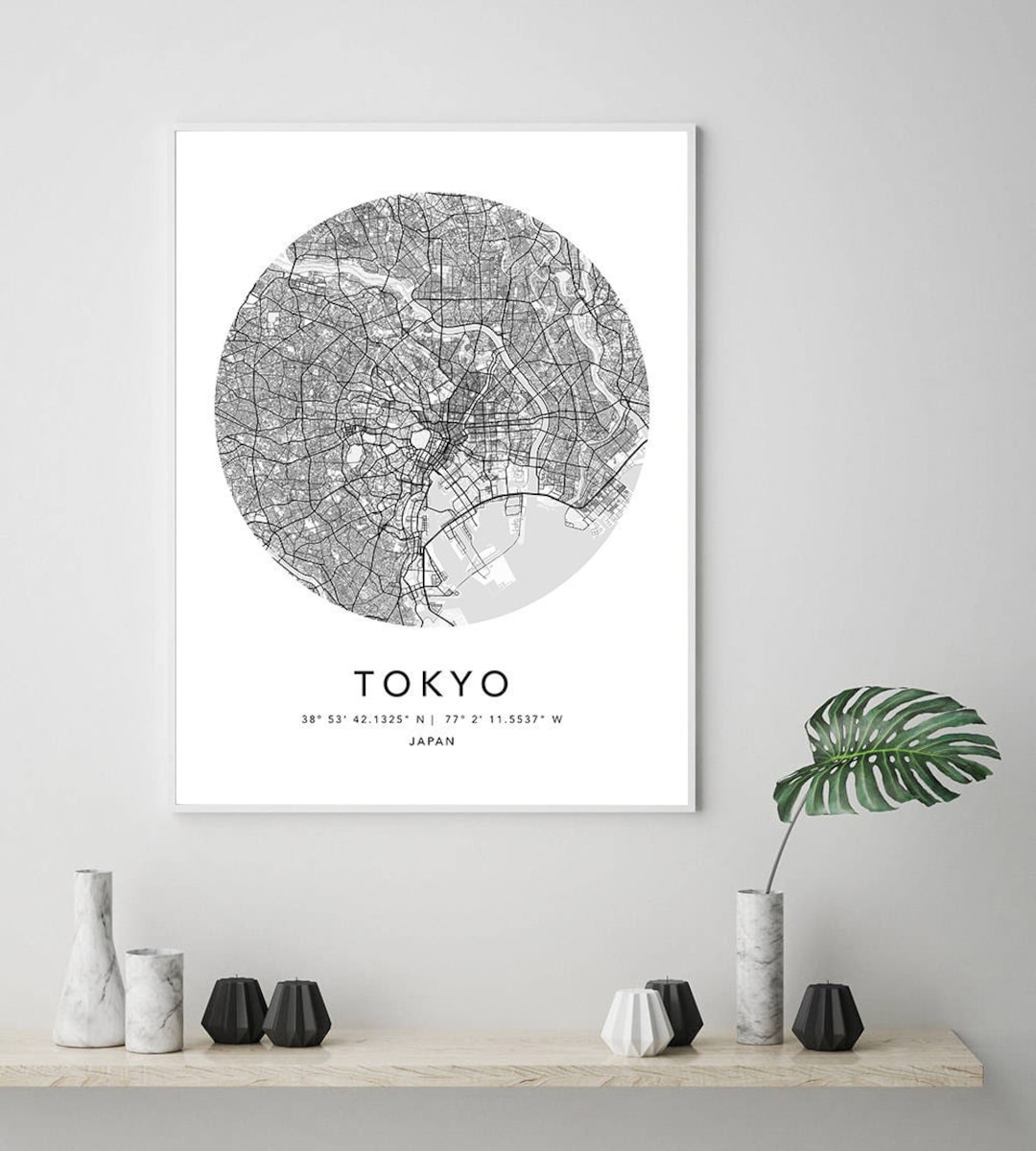 Tokyo Map Print Framed Canvas Wall Art Poster Japan Map Prints With ...