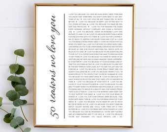 Personalized 50th Birthday Gift for Women Turning 50 Reasons Why We Love You Canvas Template Gifts for Women Husband Custom Anniversary