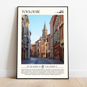 Toulouse Print France Travel Poster Gift Eclectic Vibrant Print Trendy Living Room Retro Photo Wall Art Decor Framed Print or Canvas