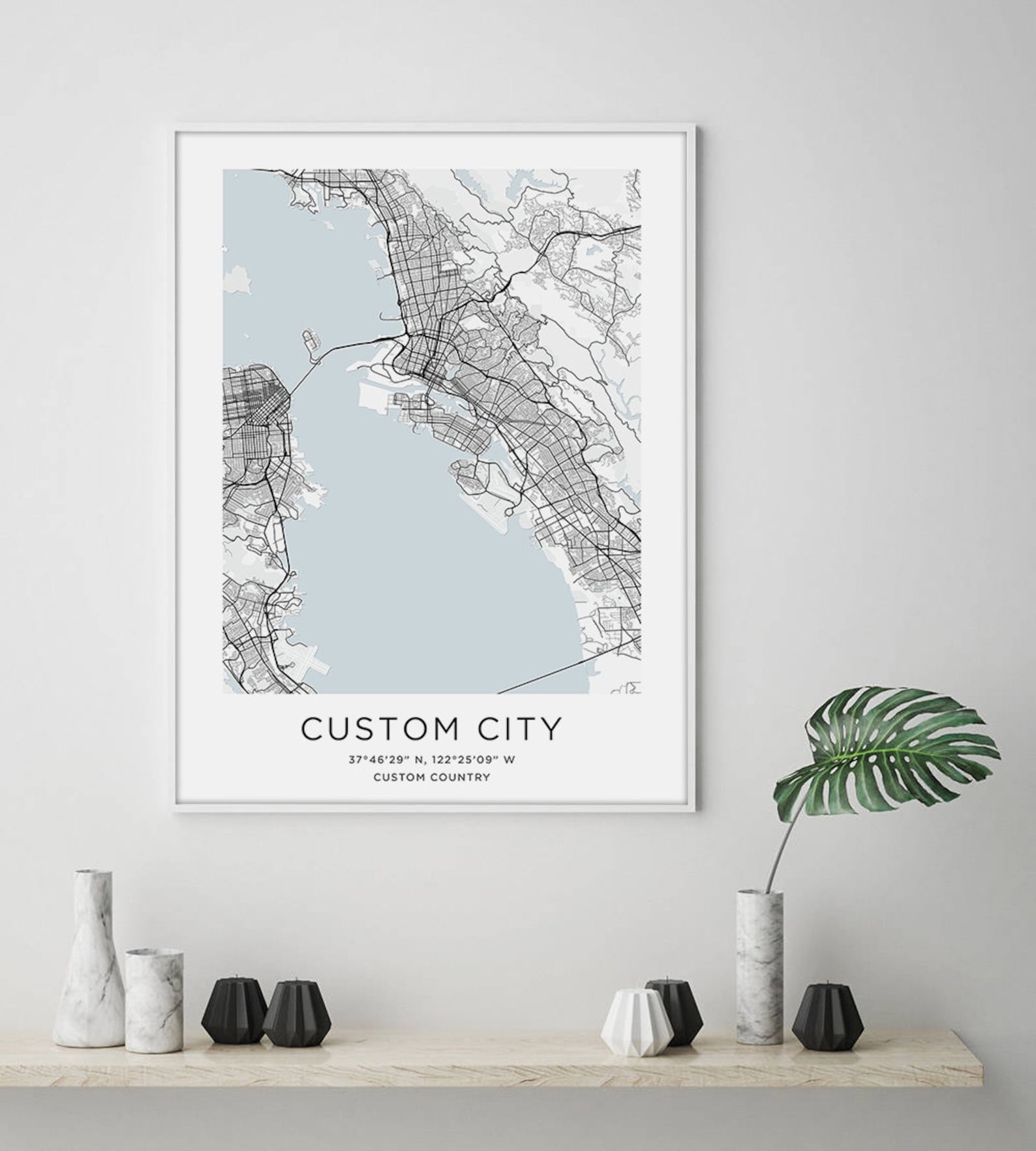Hometown Street Map Poster Custom City Map Art Print and Frame Etsy