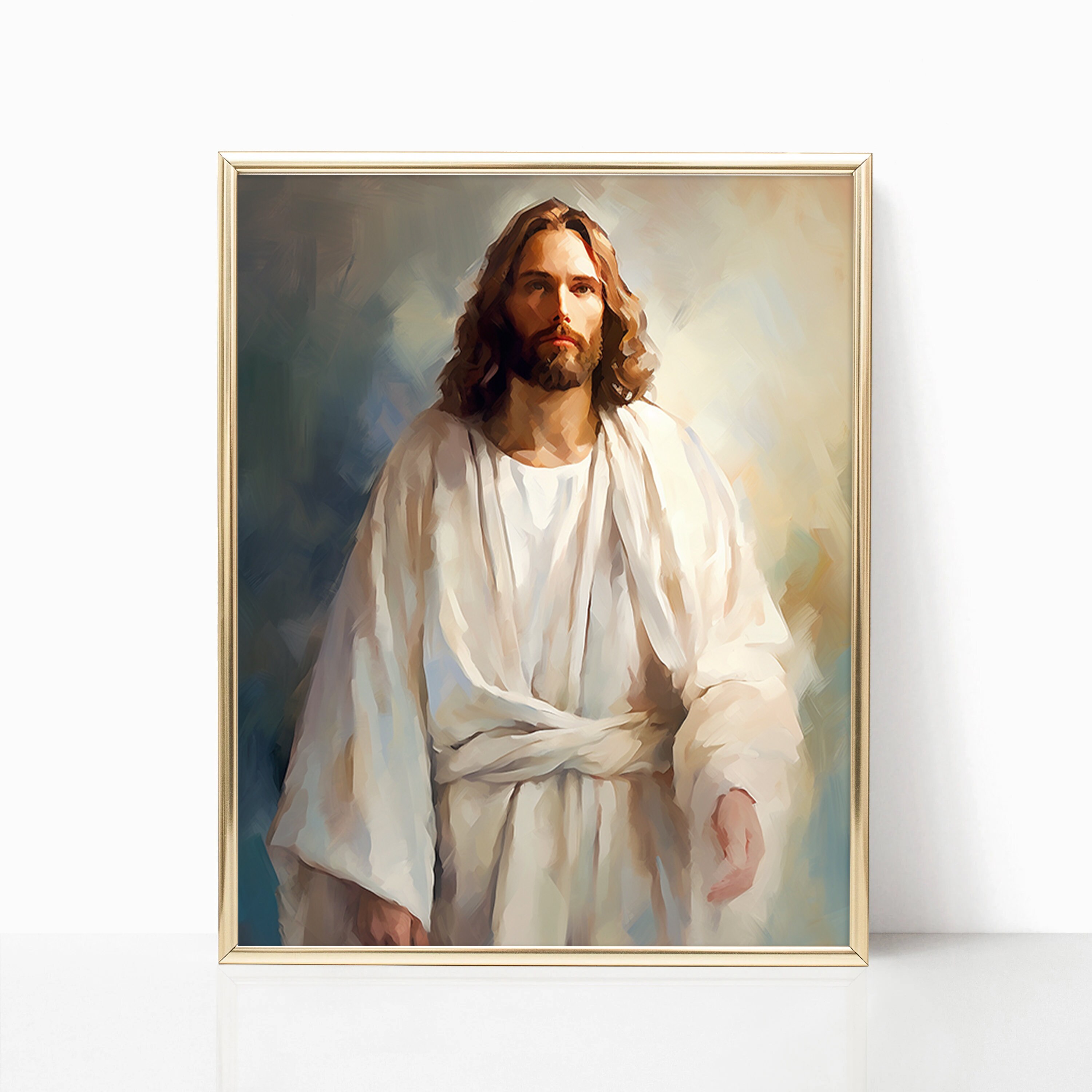Jesus Christ Portrait Painting Poster God Peace Print Wall Art Gift ...