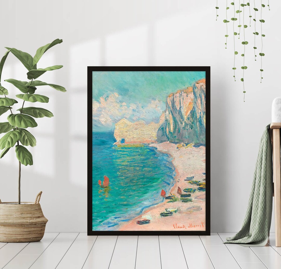 Claude Monet Étretat, the Beach and the Falaise D'amont Canvas Print