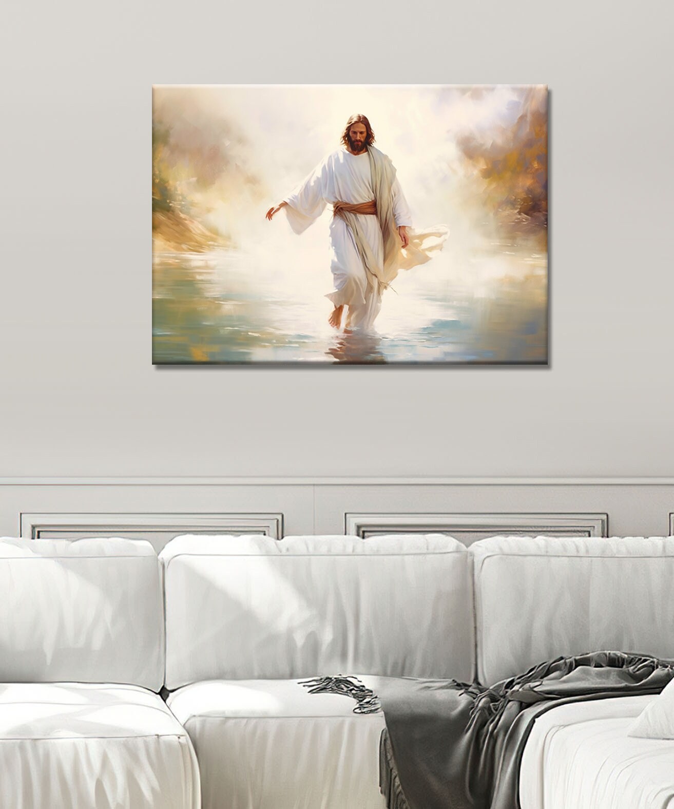 Jesus Christ Walks on Water Poster Religious Wall Art Holy Painting ...