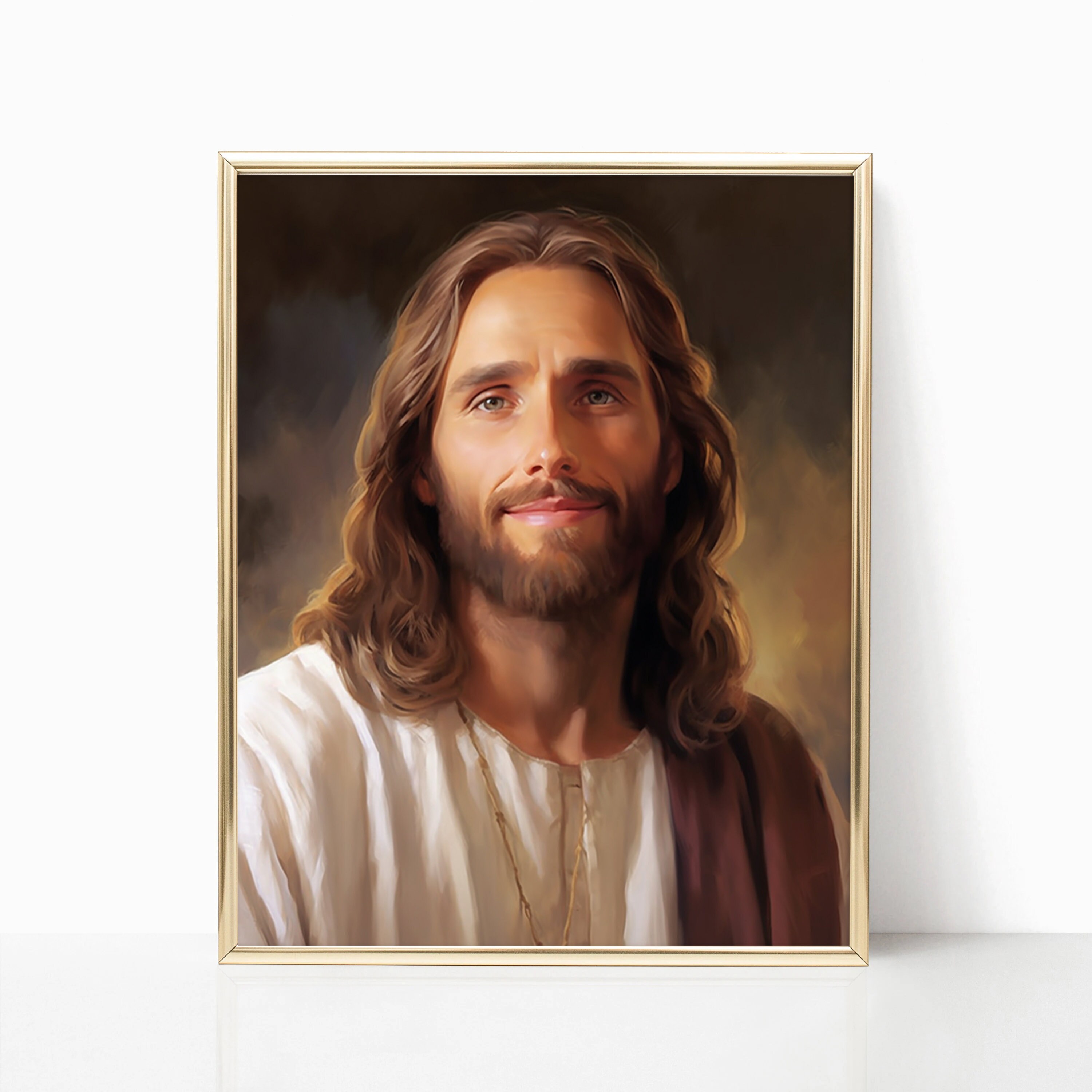 Jesus Christ Portrait Holy Painting Poster God Peace Print Wall Art ...