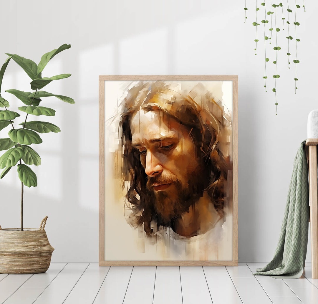 Jesus Christ Portrait Holy Painting Poster God Peace Print Wall Art ...