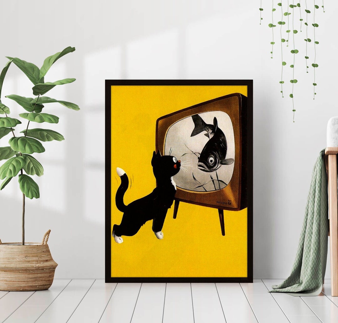 Tuxedo Cat Art Animal Minimalist Illustration Canvas Print Poster ...