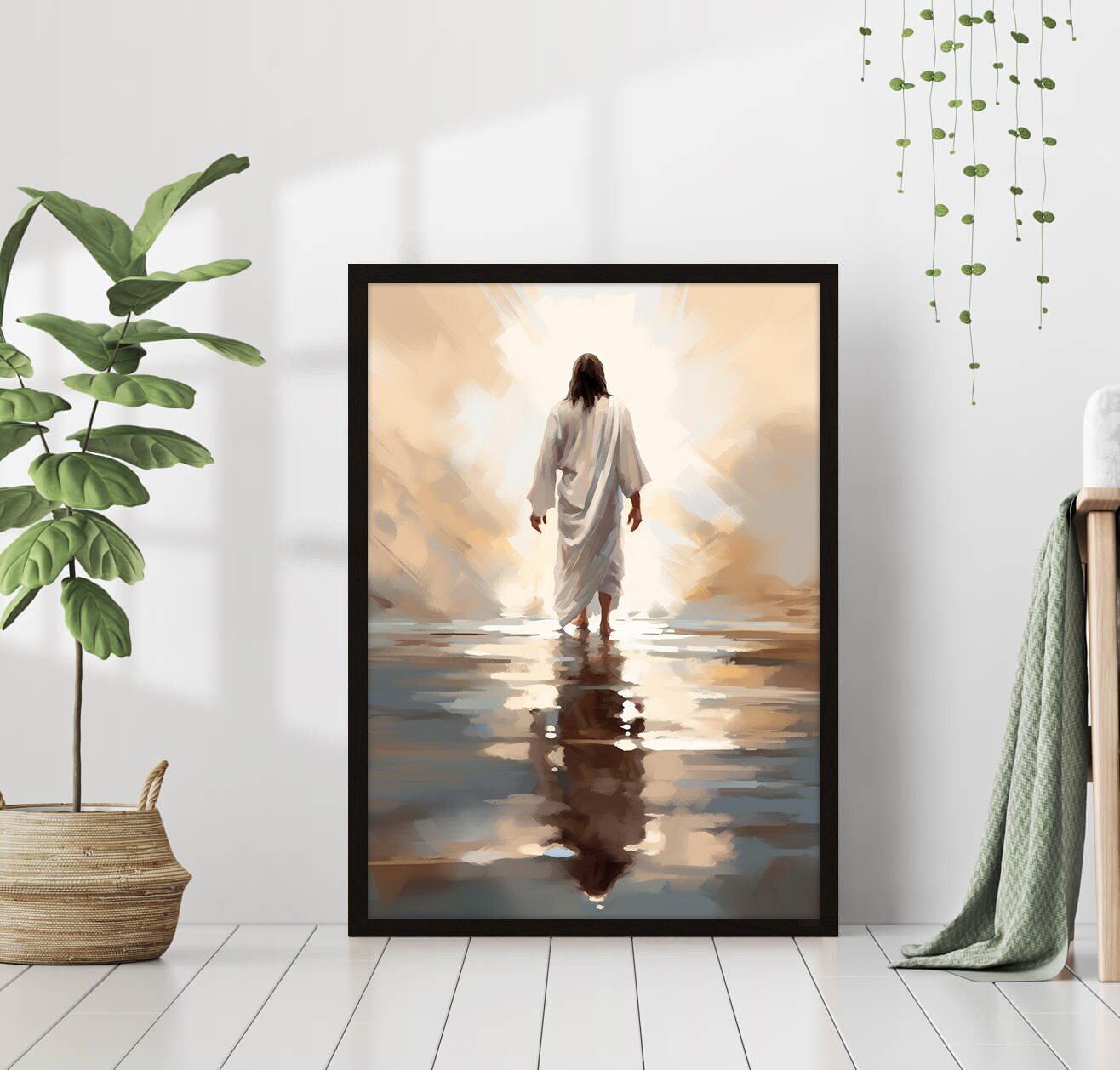 Jesus Walking on Water Poster Painting Print Bible Verse Wall Art Gift ...