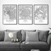 Personalized Set of 3 Any City Map Prints Custom Locations Home Town Print Canvas with Frame First Anniversary Gift Digital Printed 