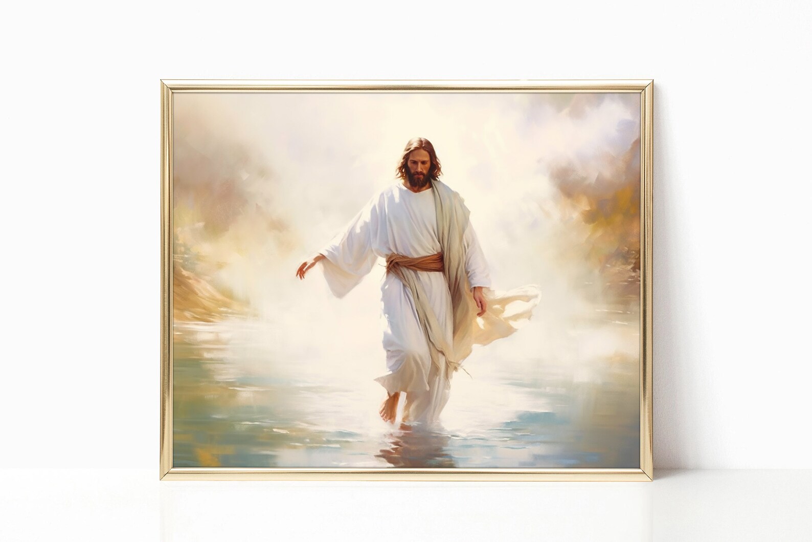 Jesus Christ Walks on Water Poster Religious Wall Art Holy Painting ...