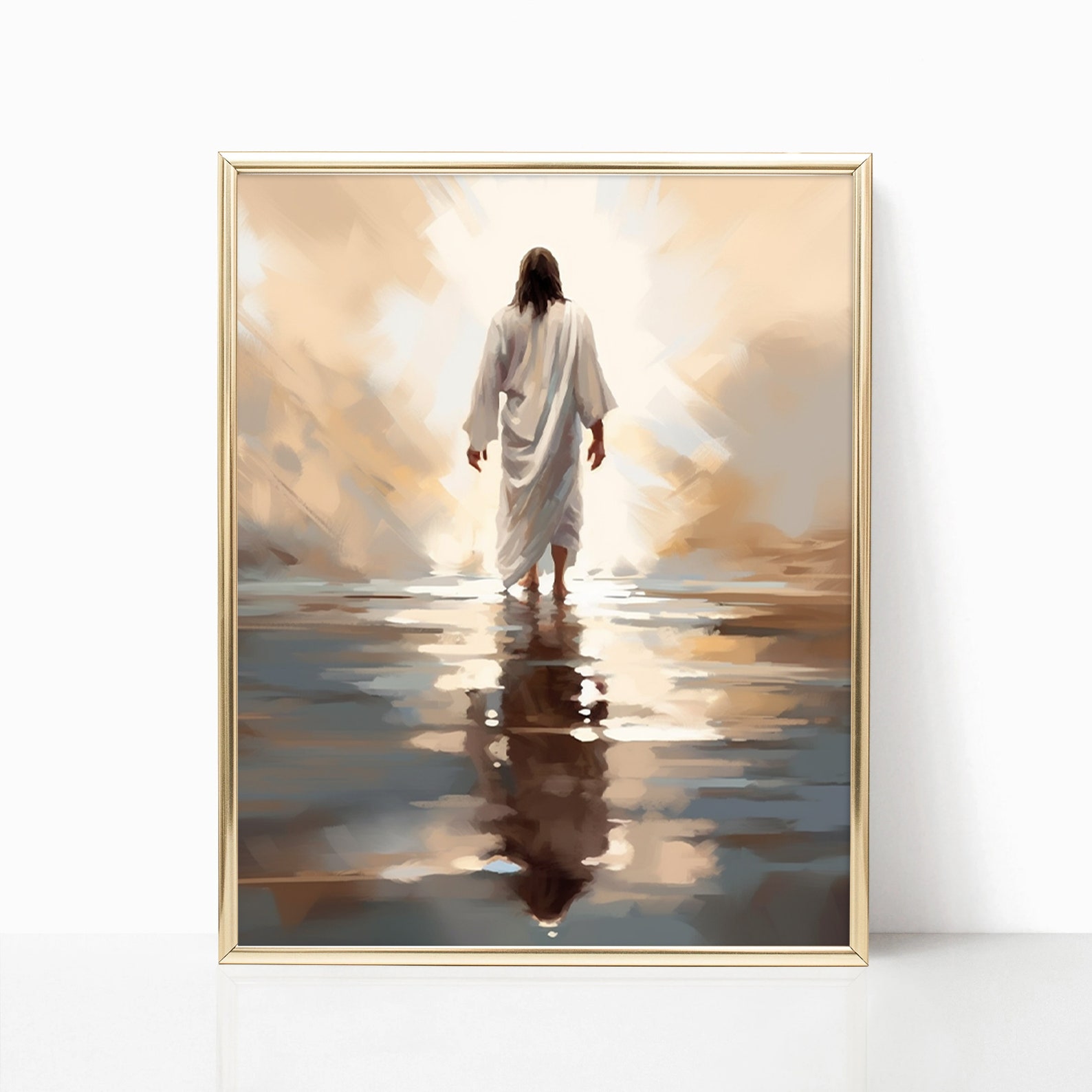 Jesus Walking on Water Poster Painting Print Bible Verse Wall Art Gift ...