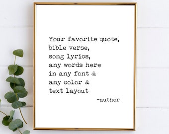 Custom Quote Print Sign Framed Canvas Wall Art Poster Personalized Gifts Printable Calligraphy Print Song Lyrics Printed Fathers Day Gift