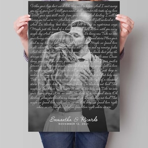 Wedding Song Lyrics with Photo Personalized First Dance Favorite Song Canvas Print 1st Anniversary Custom Sign Framed Fathers Day Gift image 4