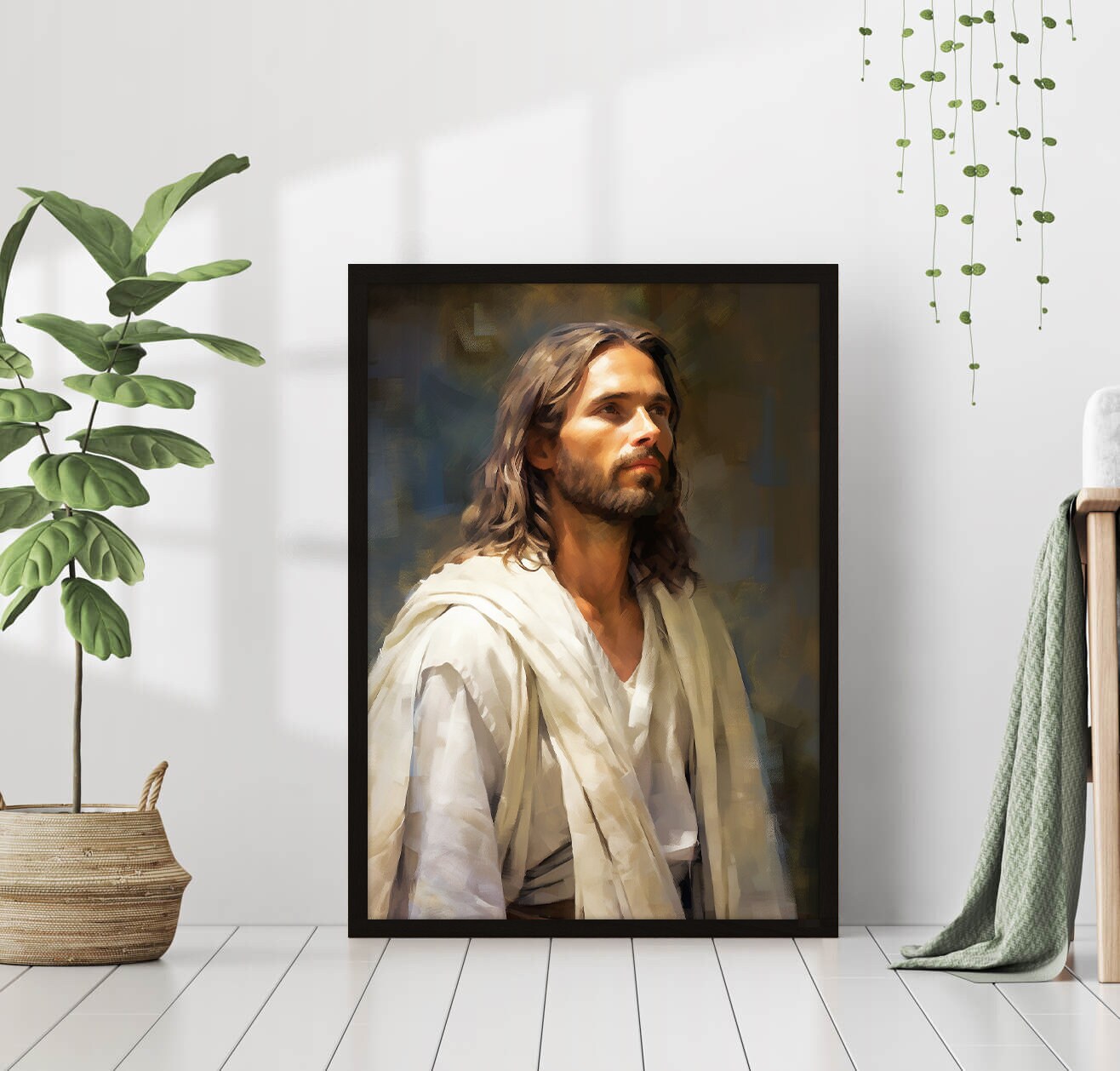 Jesus Christ Portrait Painting Poster God Peace Print Wall Art Gift ...