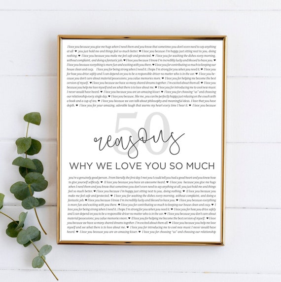 Personalized 50th Birthday Gift for Women Turning 50 Reasons Why We Love You Canvas Template Gifts for Women Husband Custom Anniversary