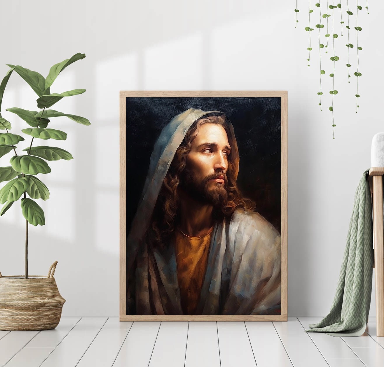 Jesus Christ Portrait Holy Painting Poster God Peace Print Wall Art ...