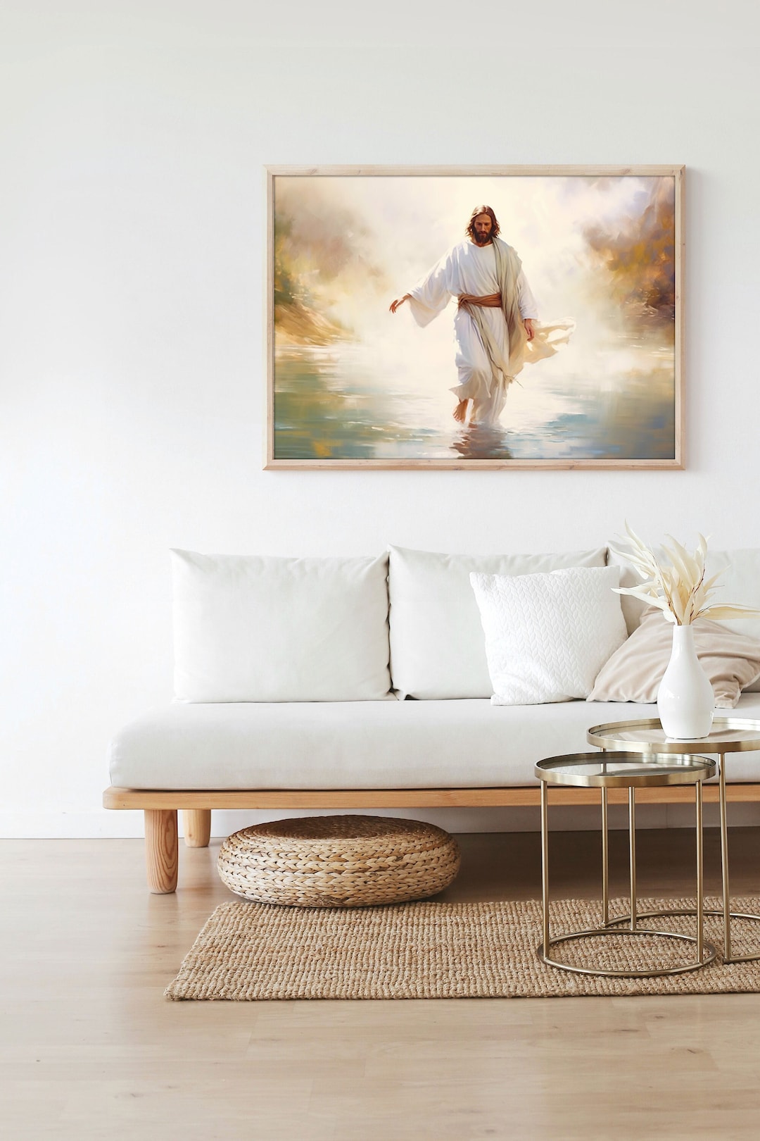 Jesus Christ Walks on Water Poster Religious Wall Art Holy Painting ...