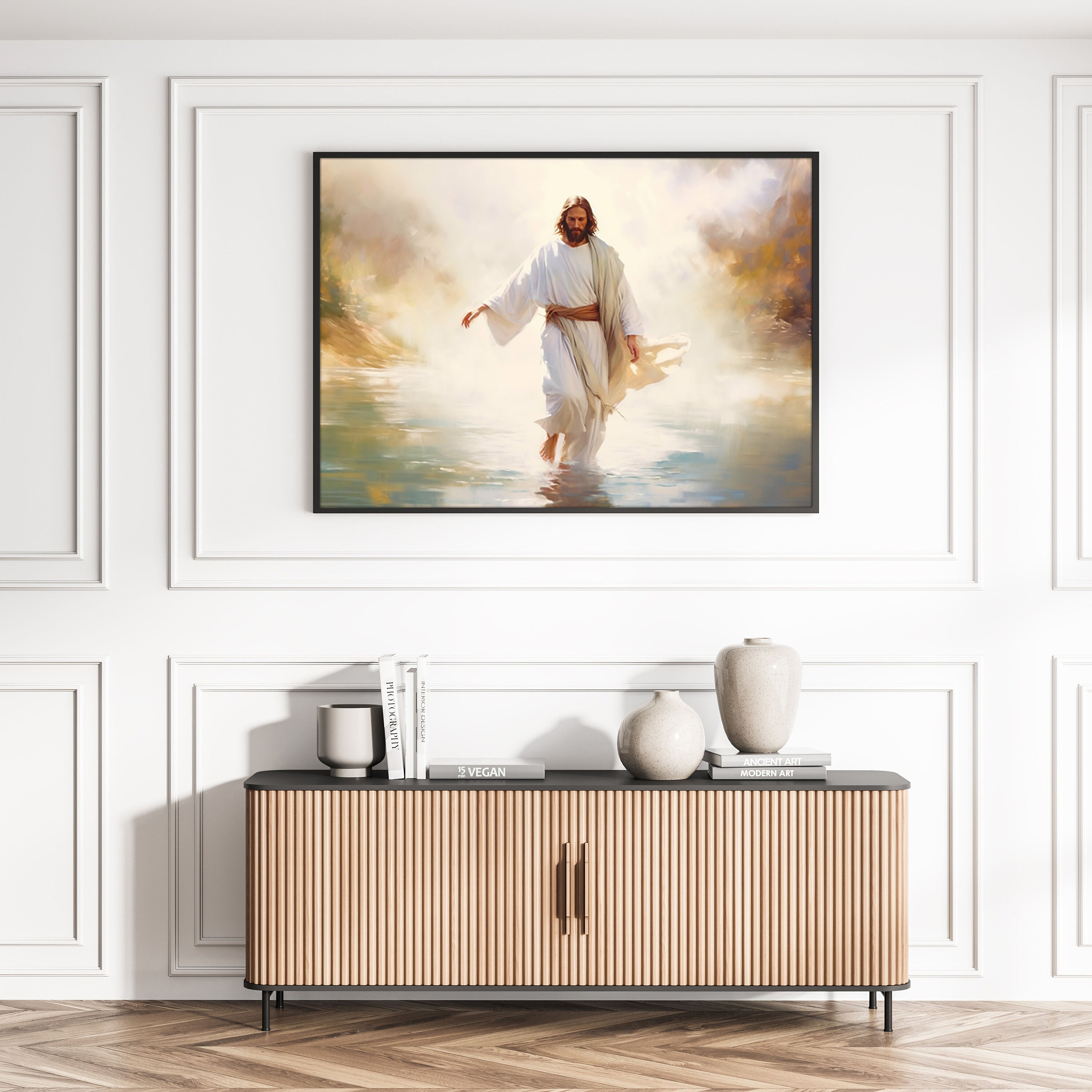 Jesus Christ Walks on Water Poster Religious Wall Art Holy Painting ...