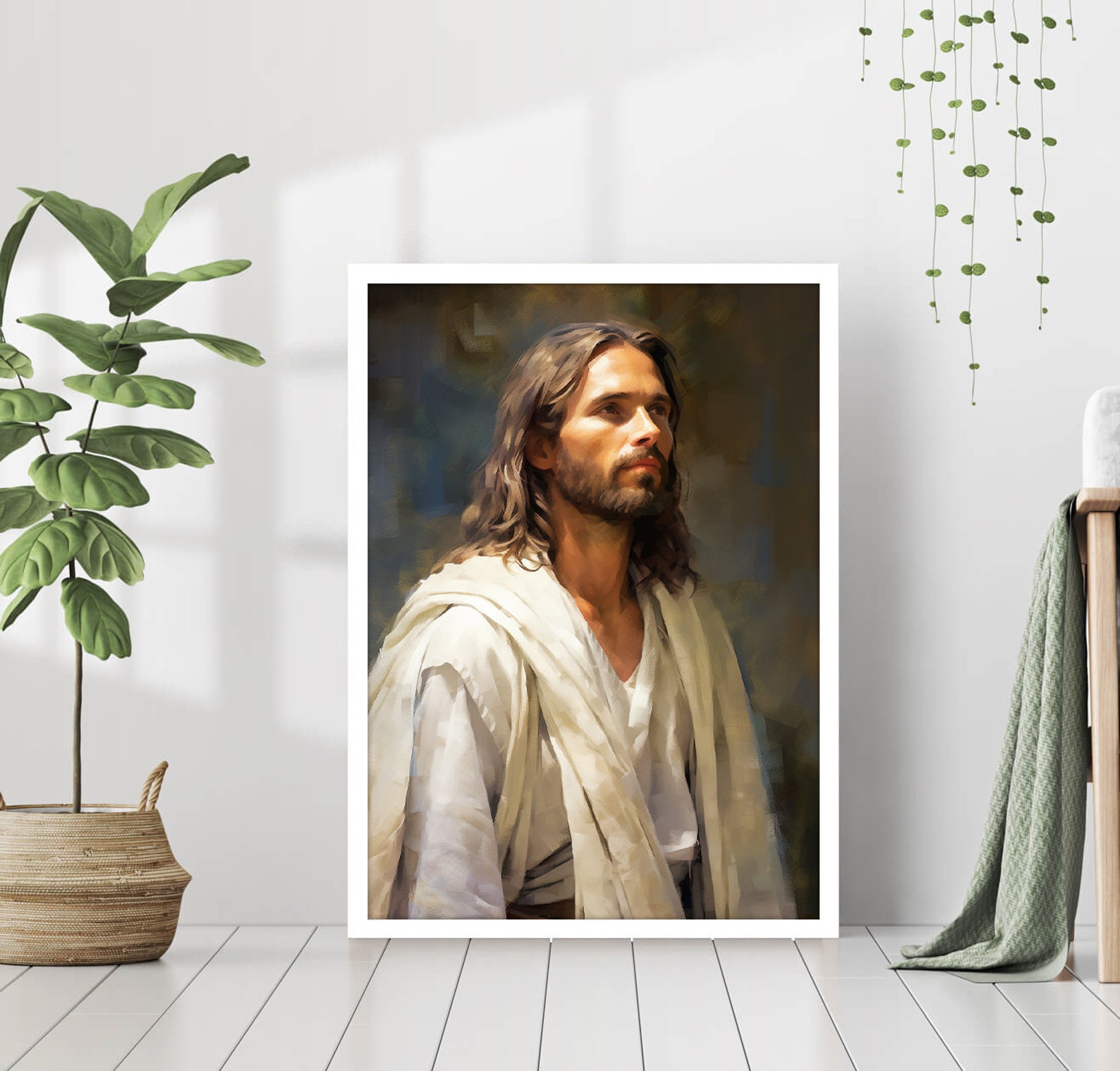 Jesus Christ Portrait Painting Poster God Peace Print Wall Art Gift ...