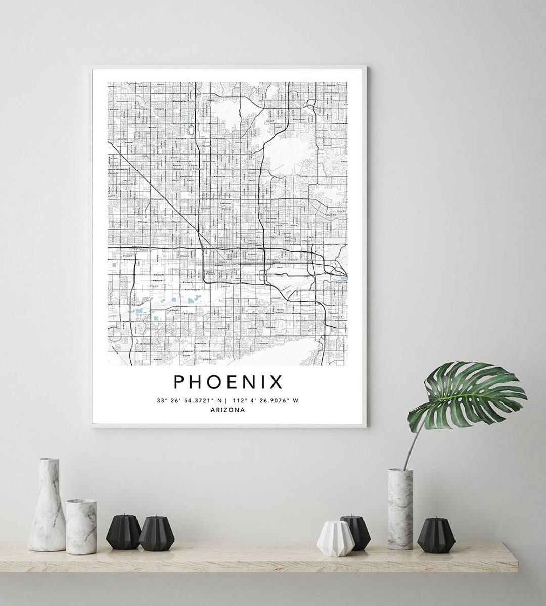 Phoenix Map Print Framed Canvas - Il 1080xN.5174929403 J7y0