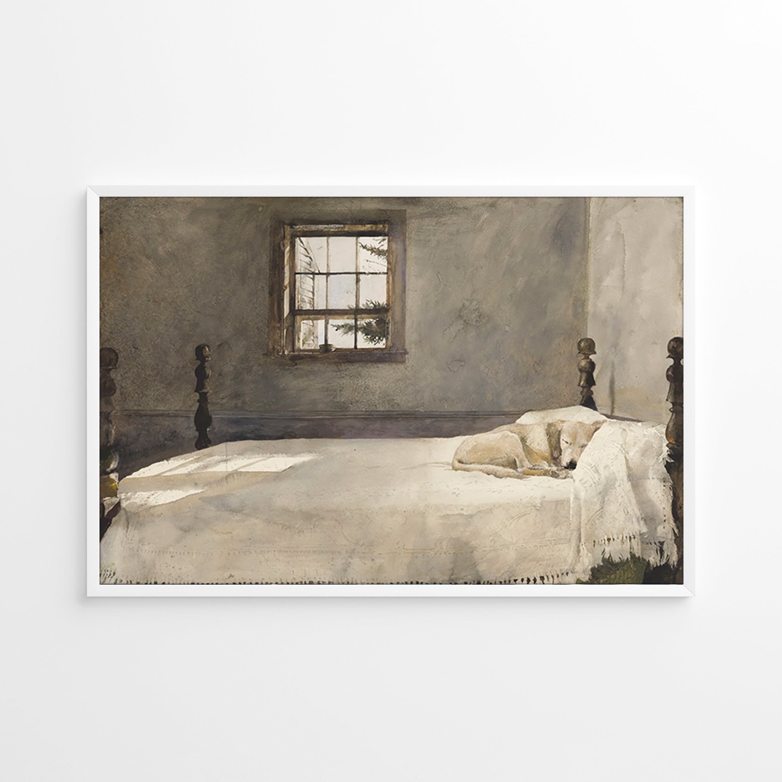 Master Bedroom by Andrew Wyeth Dog Sleeping in Bed Giclee Canvas