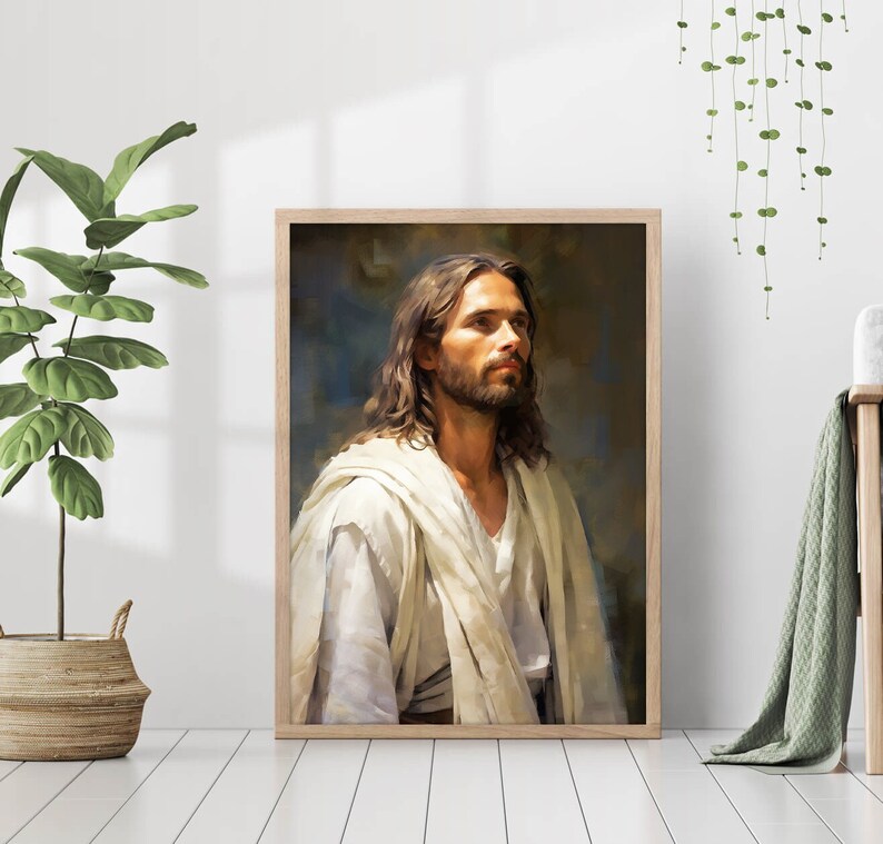 Jesus Christ Portrait Painting Poster God Peace Print Wall Art Gift ...