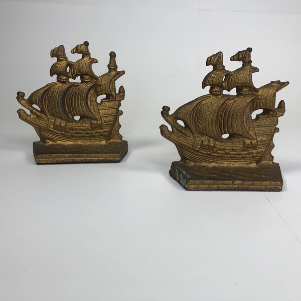 Brass Ship Bookends Etsy