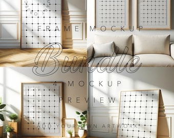 Holzrahmen Mockup Set: Skandinavische A4 PSD Vorlage (Digitaler Download)