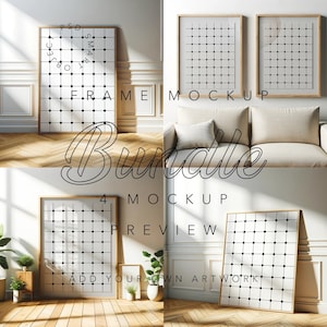 Set Of 4 Frame Mockup Simple Frames 4 Picture Frame Mockup PSD Scandinavian Frame Template Three Vertical Frame Bundle Mockup A4 Wood Frames