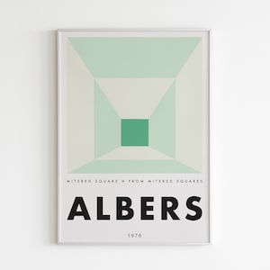 Josef Albers Poster, Exhibition Printable Art, Mid Century Modern, Retro Green Print, Vintage Wall Art, Digital Download, Green Home Decor
