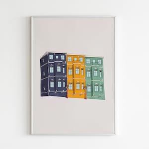 Colorful Buildings Illustration Art Print: Modern Home Decor (Digital Download)