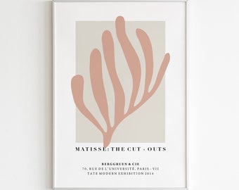 Matisse Cutout Leaf Print: Abstract Pink Floral Art (Digital Download)