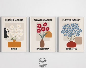 Flower Market Print Set: Modern Floral Wall Art (Digital Download)