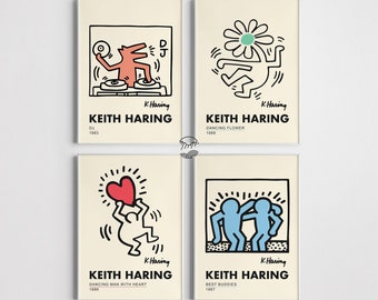 Keith Haring Print Set of 4, Gallery Wall Art (Digital Download)