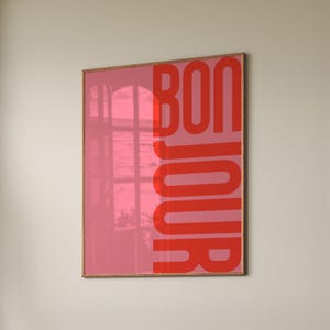 Bonjour Franse quote-afdruk: retro typografieposter (digitale download)