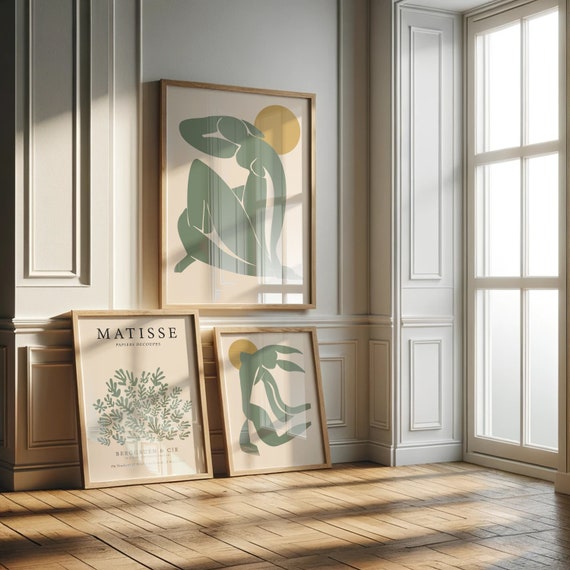 Green Matisse Woman Art Print: Boho Retro Exhibition Poster